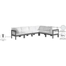  Meridian Nizuc 120" White Water Resistant Fabric Upholstered 6 pc Outdoor Patio Modular Sectional IMAGE 9