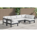  Meridian Nizuc 120" White Water Resistant Fabric Upholstered 6 pc Outdoor Patio Modular Sectional IMAGE 2