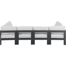  Meridian Nizuc 120" White Water Resistant Fabric Upholstered 6 pc Outdoor Patio Modular Sectional IMAGE 3
