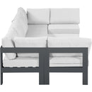  Meridian Nizuc 120" White Water Resistant Fabric Upholstered 6 pc Outdoor Patio Modular Sectional IMAGE 4