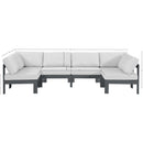  Meridian Nizuc 120" White Water Resistant Fabric Upholstered 6 pc Outdoor Patio Modular Sectional IMAGE 7