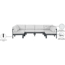  Meridian Nizuc 120" White Water Resistant Fabric Upholstered 6 pc Outdoor Patio Modular Sectional IMAGE 8