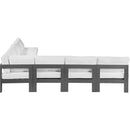  Meridian Nizuc 120" White Water Resistant Fabric Upholstered 7 pc Outdoor Patio Modular Sectional IMAGE 4