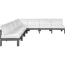  Meridian Nizuc 120" White Water Resistant Fabric Upholstered 7 pc Outdoor Patio Modular Sectional IMAGE 5