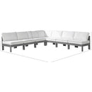  Meridian Nizuc 120" White Water Resistant Fabric Upholstered 7 pc Outdoor Patio Modular Sectional IMAGE 8