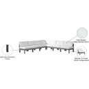  Meridian Nizuc 120" White Water Resistant Fabric Upholstered 7 pc Outdoor Patio Modular Sectional IMAGE 9