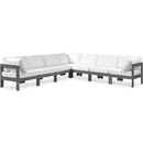  Meridian Nizuc 120" White Water Resistant Fabric Upholstered 7 pc Outdoor Patio Modular Sectional IMAGE 1