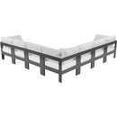  Meridian Nizuc 120" White Water Resistant Fabric Upholstered 7 pc Outdoor Patio Modular Sectional IMAGE 3