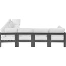  Meridian Nizuc 120" White Water Resistant Fabric Upholstered 7 pc Outdoor Patio Modular Sectional IMAGE 4