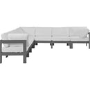  Meridian Nizuc 120" White Water Resistant Fabric Upholstered 7 pc Outdoor Patio Modular Sectional IMAGE 5