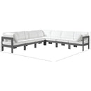  Meridian Nizuc 120" White Water Resistant Fabric Upholstered 7 pc Outdoor Patio Modular Sectional IMAGE 8