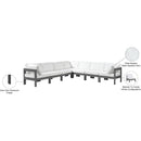  Meridian Nizuc 120" White Water Resistant Fabric Upholstered 7 pc Outdoor Patio Modular Sectional IMAGE 9