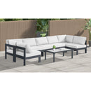  Meridian Nizuc 150" White Water Resistant Fabric Upholstered 7 pc Outdoor Patio Modular Sectional IMAGE 2