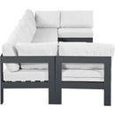  Meridian Nizuc 150" White Water Resistant Fabric Upholstered 7 pc Outdoor Patio Modular Sectional IMAGE 4