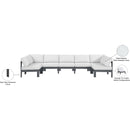  Meridian Nizuc 150" White Water Resistant Fabric Upholstered 7 pc Outdoor Patio Modular Sectional IMAGE 8