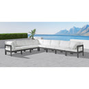  Meridian Nizuc 150" White Water Resistant Fabric Upholstered 8 pc Outdoor Patio Modular Sectional IMAGE 2