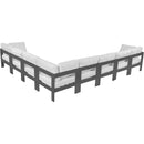  Meridian Nizuc 150" White Water Resistant Fabric Upholstered 8 pc Outdoor Patio Modular Sectional IMAGE 3