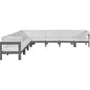  Meridian Nizuc 150" White Water Resistant Fabric Upholstered 8 pc Outdoor Patio Modular Sectional IMAGE 5