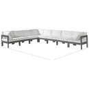  Meridian Nizuc 150" White Water Resistant Fabric Upholstered 8 pc Outdoor Patio Modular Sectional IMAGE 8