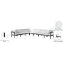  Meridian Nizuc 150" White Water Resistant Fabric Upholstered 8 pc Outdoor Patio Modular Sectional IMAGE 9