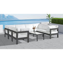  Meridian Nizuc 120" White Water Resistant Fabric Upholstered 8 pc Outdoor Patio Modular Sectional IMAGE 2