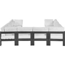  Meridian Nizuc 120" White Water Resistant Fabric Upholstered 8 pc Outdoor Patio Modular Sectional IMAGE 3