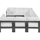  Meridian Nizuc 120" White Water Resistant Fabric Upholstered 8 pc Outdoor Patio Modular Sectional IMAGE 4