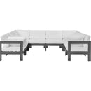  Meridian Nizuc 120" White Water Resistant Fabric Upholstered 8 pc Outdoor Patio Modular Sectional IMAGE 5