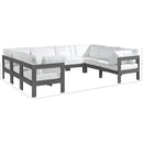  Meridian Nizuc 120" White Water Resistant Fabric Upholstered 8 pc Outdoor Patio Modular Sectional IMAGE 8