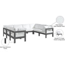  Meridian Nizuc 120" White Water Resistant Fabric Upholstered 8 pc Outdoor Patio Modular Sectional IMAGE 9
