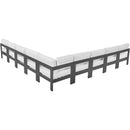  Meridian Nizuc 150" White Water Resistant Fabric Upholstered 9 pc Outdoor Patio Modular Sectional IMAGE 3
