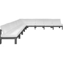  Meridian Nizuc 150" White Water Resistant Fabric Upholstered 9 pc Outdoor Patio Modular Sectional IMAGE 5