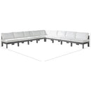  Meridian Nizuc 150" White Water Resistant Fabric Upholstered 9 pc Outdoor Patio Modular Sectional IMAGE 8