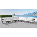  Meridian Nizuc 150" White Water Resistant Fabric Upholstered 9 pc Outdoor Patio Modular Sectional IMAGE 2