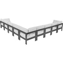  Meridian Nizuc 150" White Water Resistant Fabric Upholstered 9 pc Outdoor Patio Modular Sectional IMAGE 3