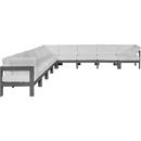  Meridian Nizuc 150" White Water Resistant Fabric Upholstered 9 pc Outdoor Patio Modular Sectional IMAGE 5