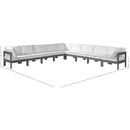  Meridian Nizuc 150" White Water Resistant Fabric Upholstered 9 pc Outdoor Patio Modular Sectional IMAGE 8
