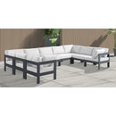  Meridian Nizuc 150" White Water Resistant Fabric Upholstered 9 pc Outdoor Patio Modular Sectional IMAGE 2