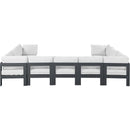  Meridian Nizuc 150" White Water Resistant Fabric Upholstered 9 pc Outdoor Patio Modular Sectional IMAGE 3
