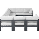  Meridian Nizuc 150" White Water Resistant Fabric Upholstered 9 pc Outdoor Patio Modular Sectional IMAGE 4