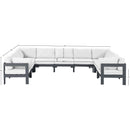  Meridian Nizuc 150" White Water Resistant Fabric Upholstered 9 pc Outdoor Patio Modular Sectional IMAGE 7