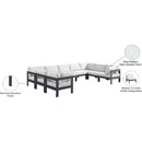  Meridian Nizuc 150" White Water Resistant Fabric Upholstered 9 pc Outdoor Patio Modular Sectional IMAGE 8