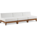  Meridian Rio 103.5" Off White Off White Water Resistant Fabric Upholstered 3 pc Modular Armless Chair IMAGE 1