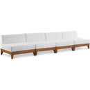  Meridian Rio 138" Off White Off White Water Resistant Fabric Upholstered 4 pc Modular Armless Chair IMAGE 1