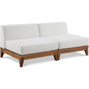  Meridian Rio 69" Off White Off White Water Resistant Fabric Upholstered 2 pc Modular Armless Chair IMAGE 1