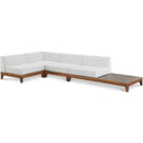  Meridian Rio 128.5" Off White Off White Water Resistant Fabric Upholstered 4 pc Modular Sectional IMAGE 1