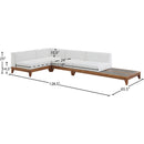  Meridian Rio 128.5" Off White Off White Water Resistant Fabric Upholstered 4 pc Modular Sectional IMAGE 3
