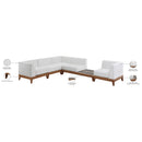 Meridian Rio 125" Off White Off White Water Resistant Fabric Upholstered 5 pc Modular Sectional IMAGE 4
