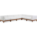  Meridian Rio 131" Off White Off White Water Resistant Fabric Upholstered 6 pc Modular Sectional IMAGE 1