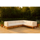  Meridian Rio 131" Off White Off White Water Resistant Fabric Upholstered 6 pc Modular Sectional IMAGE 2